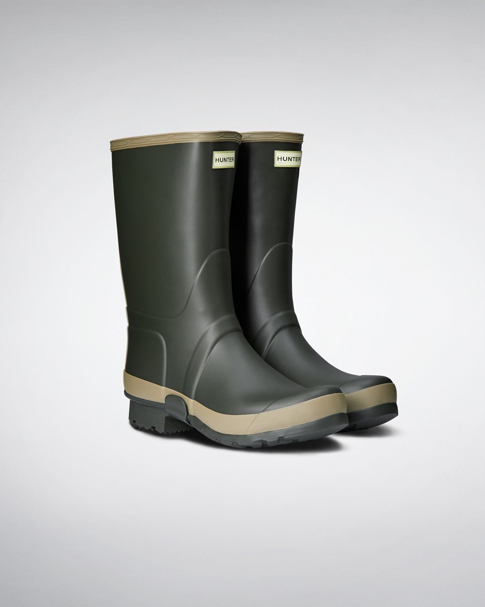 Mens Short Rain Boots - Hunter Gardener (81ZHCBWLO) - Dark Olive